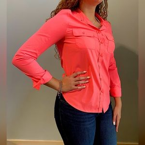 American Eagle Neon Pink button-up top